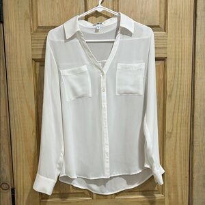 Express Sheer White Button-Down Shirt